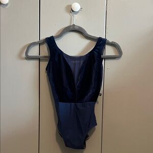 Lucky Leo Elegant Navy Blue velvet Women's leotard